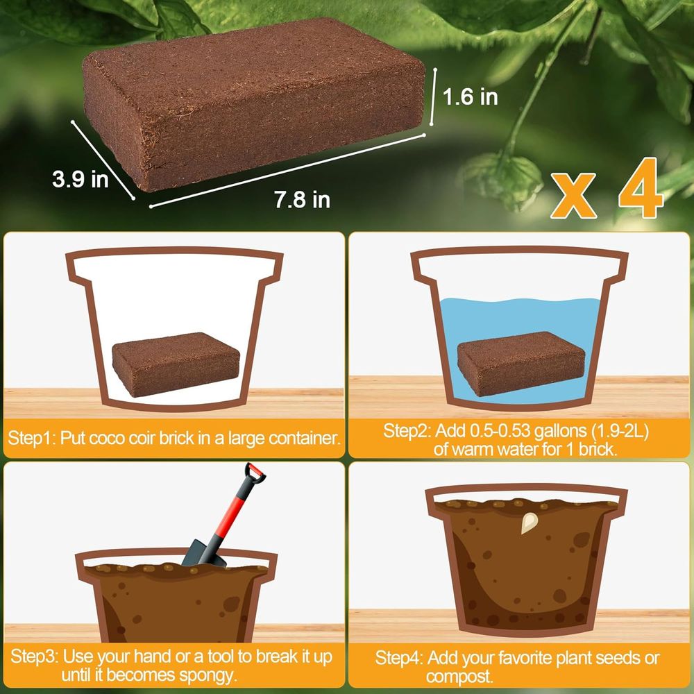 유기농 코코넛 코이어 4개 압축 브릭, 코코넛 섬유 껍 - Substrate Coconut Fiber 리뷰 및 가격