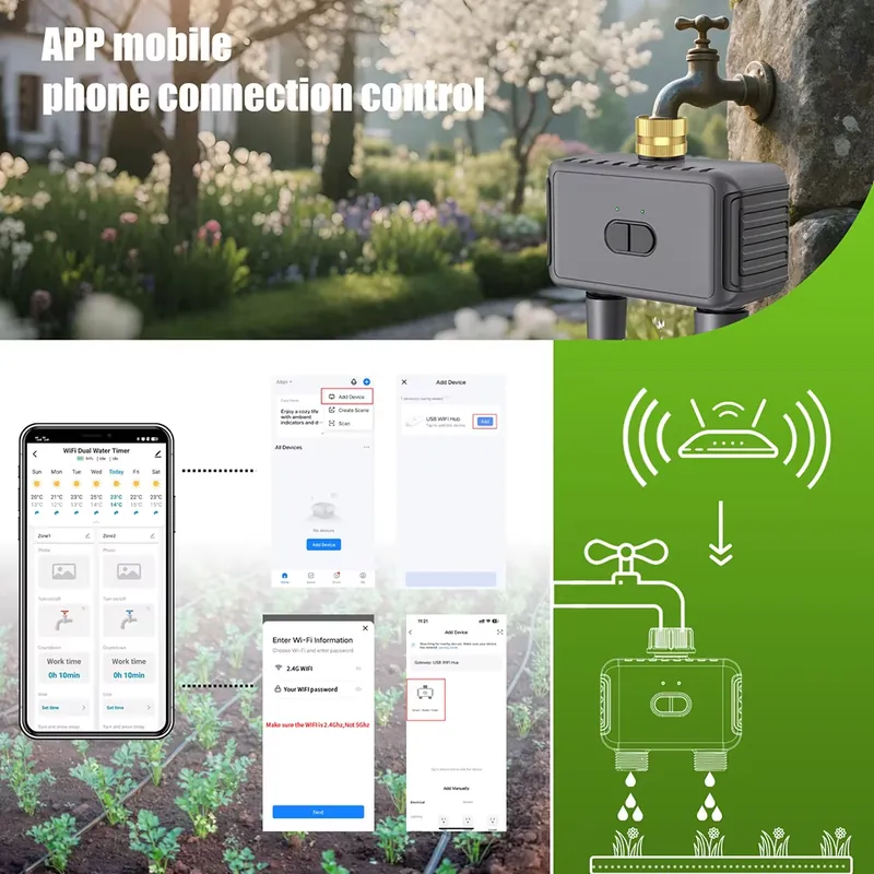 WAP01 WiFi 앱 제어 듀얼 호스 워터 타이머 스 - Timer Dual Outlet 리뷰 및 가격