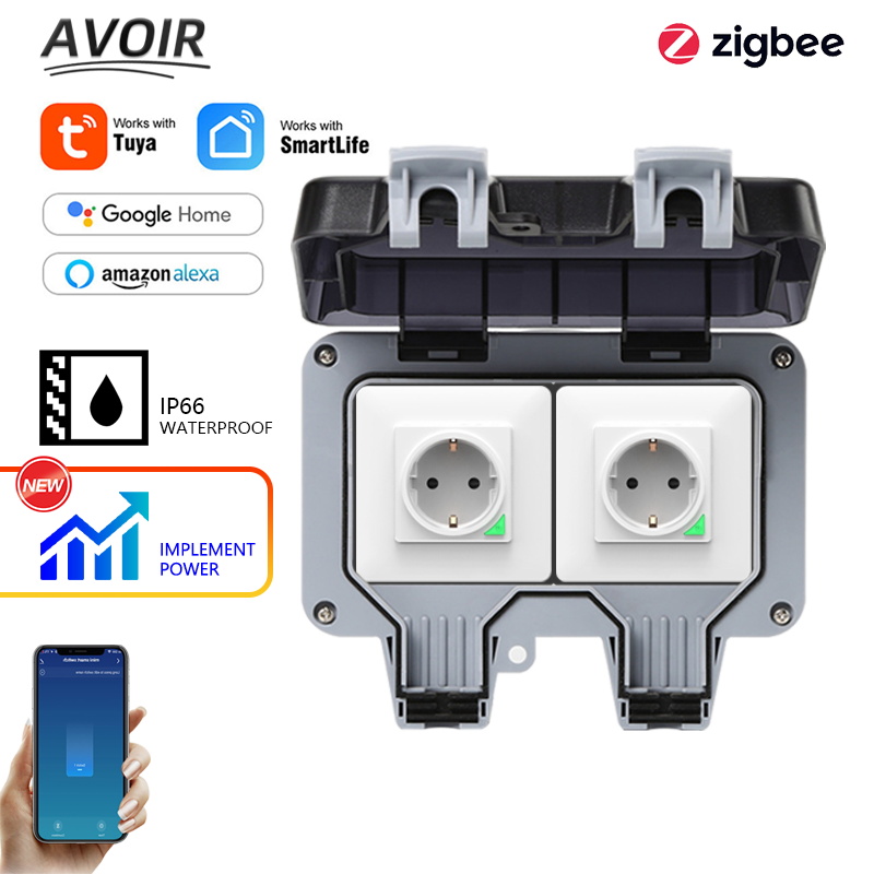 Avoir Tuya Zigbee 전기 소켓 IP66 방 - Timer Dual Outlet 리뷰 및 가격