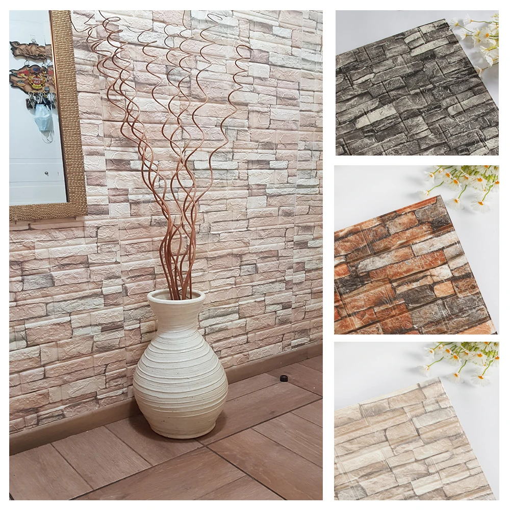 자체 접착 3D 벽돌 벽 스티커 장식 폼 방수 벽 커버 - Pvc Panel Background 리뷰 및 가격