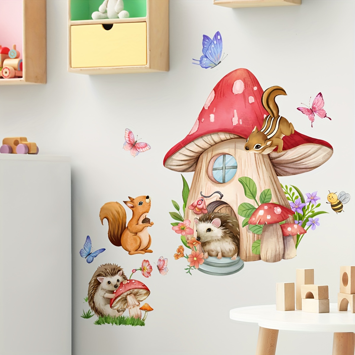 1 조각 유니버설 동물 버섯 나비 벽 스티커 배경 벽  - Pvc Panel Background 리뷰 및 가격